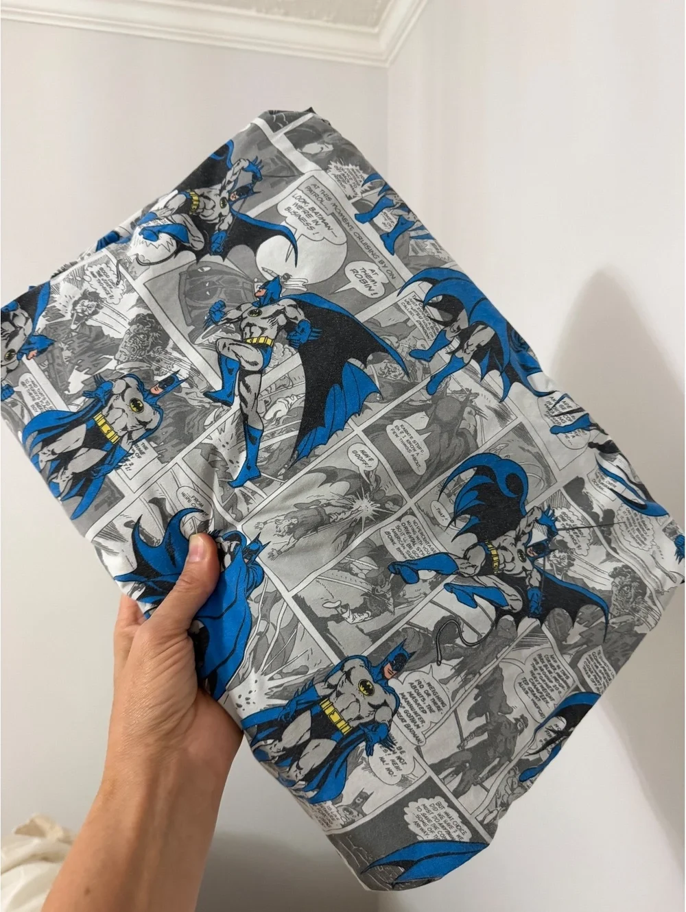 Pottery Barn Kids Batman Comic Strip Queen Flat Sheet
